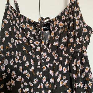 Billabong Floral V-Neck Adjustable Strap Mini Dress Brown Daisy Size S